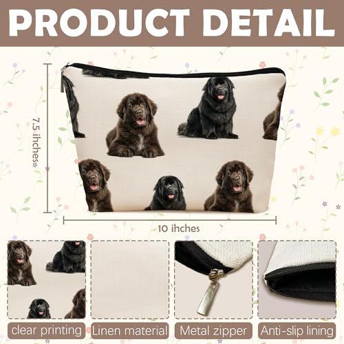 Newfound Dog Makeup Bag, Newfound Lovers Gifts Cosmetic Bag for Women, Dog Mom Lovers Owner Gifts for Women Christmas, Pet Lover Gift Zipper Travel Makeup Pouch for Purse - color: newfoundland