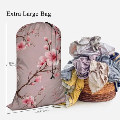 Swono Cherry Blossom Laundry Basket Clothes Hamper Bag Watercolor Hand Painted Flower Blooming Branches Collapsible Dirty Clothes Storage Laundry Organizer, Pink - color: Cherry Blossom