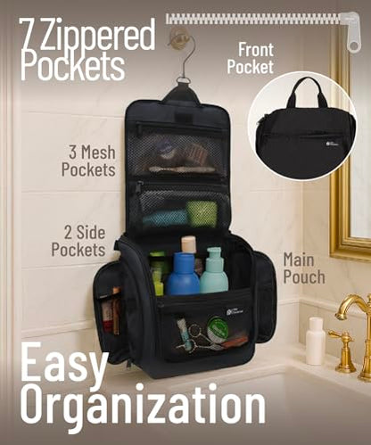 D&D Wanderlust D&D Hanging Travel Toiletry Bag for Men and Women – Cosmetics, Makeup and Toiletries Organizer Kit with 10 Compartments - color: Black