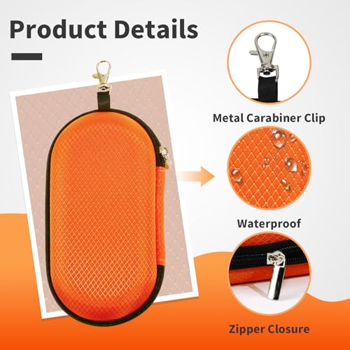 Double Eyeglasses Case, Hard Shell Dual Sunglasses Organizer with Zipper Clip Travel Glasses Storage for Women Men - color: Orange