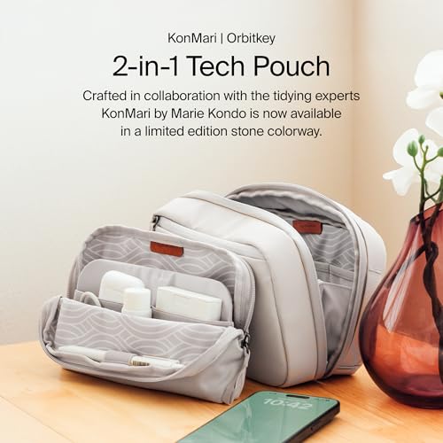 Orbitkey KonMari 2-in-1 Tech Acessory Pouch - Stone - color: Stone