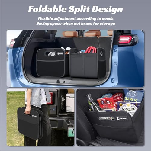 Sposuit Trunk Organizer for Car - Collapsible Split Trunk Storage with Reinforced Handles, SUV Trunk Organizers for Grocery Cargo(Black, 2Pack) - color: Black, size: Split(2 Pack)
