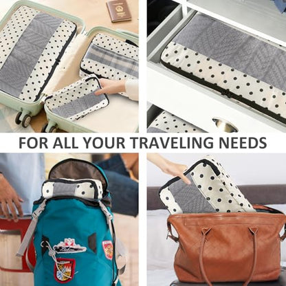 U+U 5 Set Packing Cubes for Travel Essentials Ultralight Luggage Packing Organizers with Laundry Bag and Shoe Bag for Vacation, Business Trip and Camping (Polka Dot) - color: Polka Dot