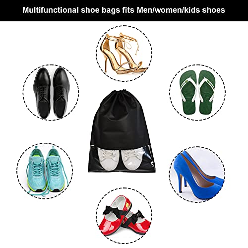 8PCS Travel Shoe Bags with Rope for Men and Women Large Shoes Pouch Organizers - color: Black