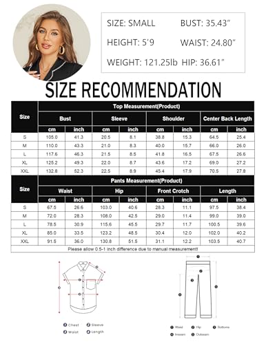 Ekouaer Womens Pajama Sets Button Down Pjs Lounge Sets 2 Piece Short Sleeve Sleepwear Soft Comfy Loungewear - color: Brown, size: Small