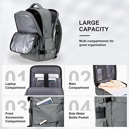 HOMIEE Travel Laptop Backpack for Men Women, Personal Item Carry On Bag, Dry Wet Separation, Weekender Business Hiking Camping College Bag, Mochila de Viaje, Grey - color: Grey, size: X-Large