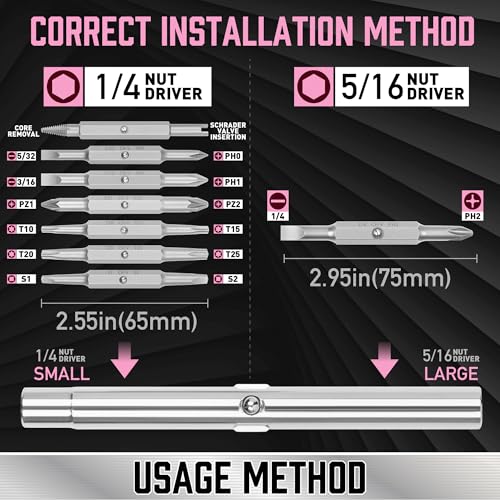 Amartisan 18-in-1 Multi-bit Screwdriver Set Tool All in One, Portable Multi-Purpose Screwdriver, Slotted/Philips/Pozi/Torx/Square,Nut Driver (Pink) - color: Pink, size: 18-in-1 Multi-bit Screwdriver Set