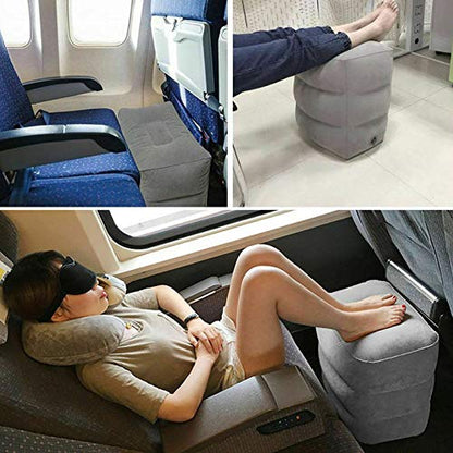 Inflatable Travel Foot Rest Pillow, Adjustable Height Leg Rest Pillow, Flat Bed Extended for Kids and Toddlers, Great for Travel Airplane, Train, Car, Bus, Home, Office, Camping. (Light Grey)