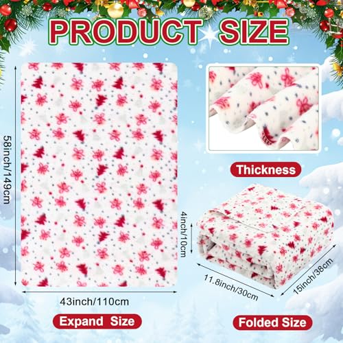 Tuanse 58 x 43 Inches 12 Volt Heated Car Blanket Plug in Portable Car Electric Blanket with Cigarette Lighter, Temperature Controller and Storage Bag for Rv Truck Traveling(Red,Christmas Tree)