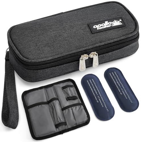apollo walker Insulin Cooler Travel Case Diabetic Medication Cooler with Ice Packs and Insulation Liner insulin travel case tsa approved - color: Black, size: Small