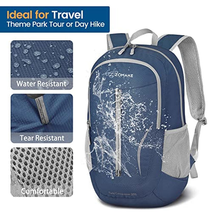 ZOMAKE Ultra Lightweight Packable Backpack 25L - Foldable Hiking Backpacks Water Resistant Small Folding Daypack for Travel(Navy Blue) - color: Navy Blue