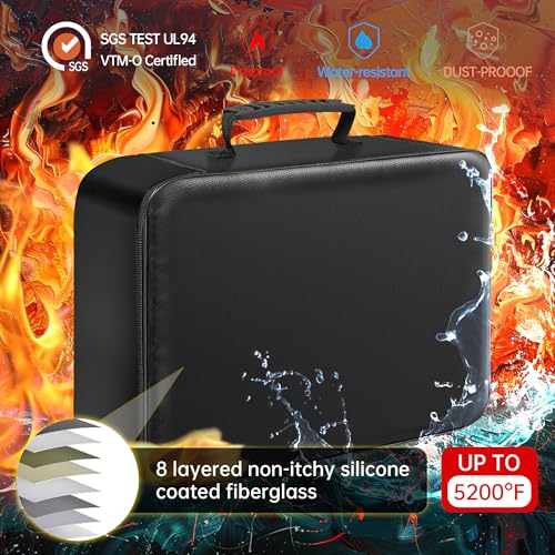 GIANTLUMl Document Bag with Lock,Fireproof 3-Layer File Storage Case with Water-Resistant Zipper,Document Safe Portable Travel Home Organizer Bag for Laptop,Home&Office,Certificates,Gifts for Him