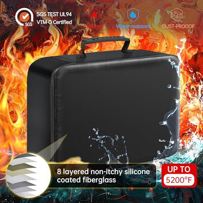 GIANTLUMl Document Bag with Lock,Fireproof 3-Layer File Storage Case with Water-Resistant Zipper,Document Safe Portable Travel Home Organizer Bag for Laptop,Home&Office,Certificates,Gifts for Him