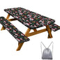 Picnic Table Cover with Bench Covers 6FT 3 Pcs Waterproof Windproof Aesthetic Camping Tablecloth with Drawstring Bag, Fitted for 6 Foot Rectangle Tables and Seats, 72 inch, Black Green Red - color: Black Green Red