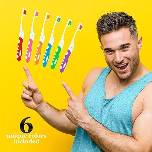 Lingito Travel Folding Toothbrush, Camping Toothbrush Bulk, Medium Bristle (6 Pack Medium-Multicolor) - style: 6 Pack Medium-Multicolor