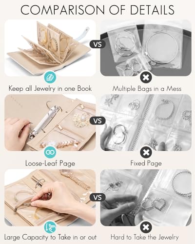 VLANDO Travel Jewelry Organizer Case, Foldable Jewelry Bags Jewelry Storage Book Ring Binder with Clear Zipper Velvet Pouch Bag for Travel Essentials,Rings,Necklace,Earrings,Bracelets-Blue - color: 05.Baby Blue