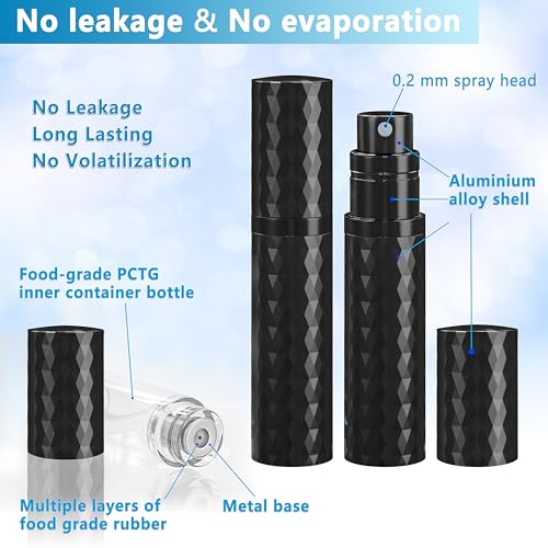 Travel Perfume Atomizer Bottle Refillable - 5ml Leakproof Fragrances Perfume Atomizer, Portable Perfume Sprayer, Perfume Refillable Bottle for Traveling (Black) - color: Black