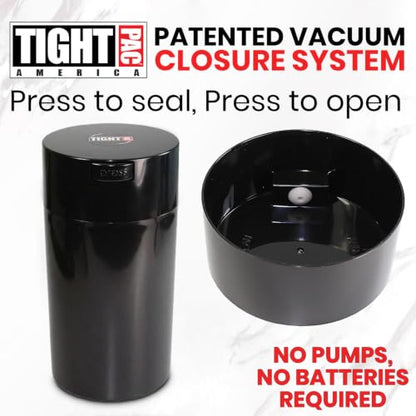 Tightvac 3 to 12 Ounces Airtight Smell Proof Container - Patented Vacuum Seal, Storage for Coffee, Herbs, Tea, Spices, Dry Goods - Odor Resistant Vacuum Jar, Black - color: Black