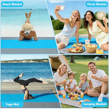 Decorwell Beach Blanket Waterproof Sandproof 79"x83" 1-4 Adults Extra Large Beach Mat Quick Drying Outdoor Picnic Mat Beach Accessories for Travel, Camping, Hiking - size: 79"x83" 1-4 Adults
