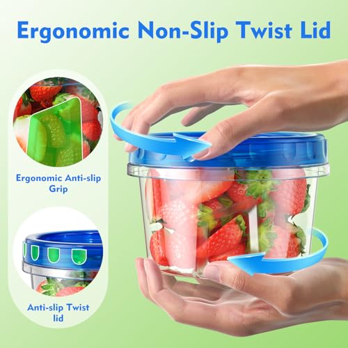BiuLeon 12 Pack-17oz Freezer Storage Containers, Plastic Food Storage Containers with Twist Top Lids, BPA Free and Reusable Soup Containers with Lids, Leakproof/Microwave/Dishwasher Safe - color: 12Pack-17oz