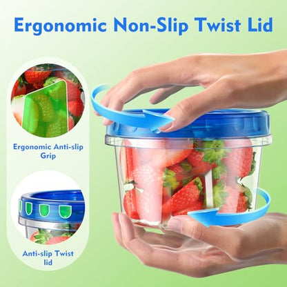 BiuLeon 12 Pack-17oz Freezer Storage Containers, Plastic Food Storage Containers with Twist Top Lids, BPA Free and Reusable Soup Containers with Lids, Leakproof/Microwave/Dishwasher Safe - color: 12Pack-17oz