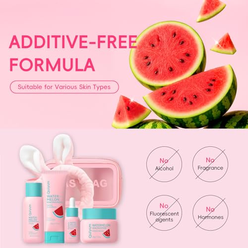 QUIYUM Watermelon Skin Care for Teen Girls, Daily Routine Skincare Sets- Smooth, Clean, Oil Control, Firm, Hydrate, Glow Up, for All Skin 4PCS, Mother's Day Birthday Gift for Women, Wife, Girlfriend - size: 4pc