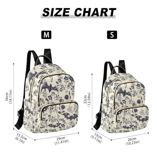 Women Fashion Backpack Purse Casual Lightweight Travel Shoulder Bag Goth Bats Rucksack Ladies Bag, Small - color: Goth Bats, size: Small