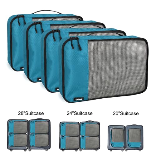 Packing Cubes for Travel Essentials,4 Set Packing Cubes for Suitcases,Lightweight Mesh Luggage Organizer Bag,Blue - color: Blue