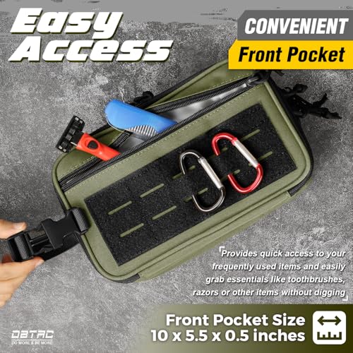DBTAC Tactical Toiletry Bag w/Electronic Organizer Compartment | Dry/Wet Separate Hygiene Bag, Expanded Travel Dopp Kit Shaving Kit Travel shower Bag for Men (Green) - color: Elite Green/Black