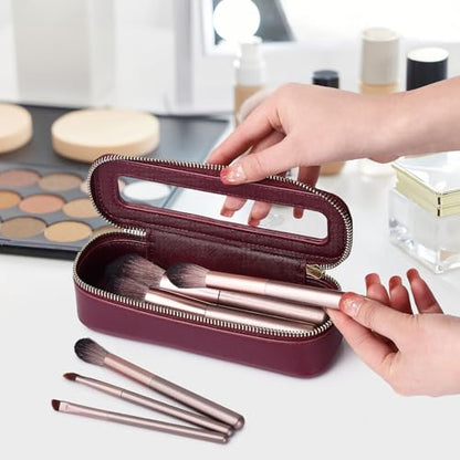 Travel Makeup Set Waterproof Transparent Cosmetic Bag and Toiletry Bag Makeup Brush case with Zipper Car Essentials for Women (Burgundy, L+M+SLIM) - color: Burgundy, size: L+M+Slim