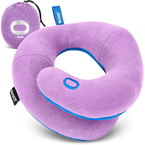 BCOZZY Kids Chin Supporting Travel Pillow for Ages 8–12- Patented Soft Neck Pillow for Head and Chin Support in Car Seat and Airplane. Comfortable Travel Essential. Medium Size, Bag, Light Purple - color: Light Purple, size: Medium (Kids 8-12 Y/O)