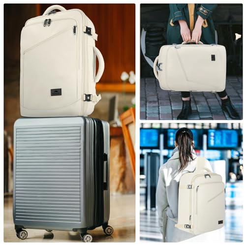 MATEIN Large Travel Backpack Women, Lightweight Carry on Backpack & Hidden Shoulder Straps, Waterproof Anti-Theft Daypack for Flight, Expandable Hiking Weekend Daypack, Travelling Gifts, Beige - color: Light Beige, size: X-Large