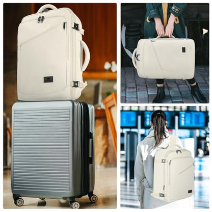 MATEIN Large Travel Backpack Women, Lightweight Carry on Backpack & Hidden Shoulder Straps, Waterproof Anti-Theft Daypack for Flight, Expandable Hiking Weekend Daypack, Travelling Gifts, Beige - color: Light Beige, size: X-Large