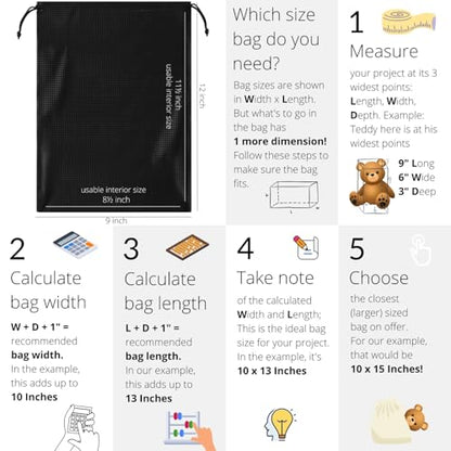PALTERWEAR Tech-Weave PU-Coated Drawstring Bags (Set of 5) Water-Resistant, Directional-Stretch Travel Organizers for Gym, Toiletries, Tech Gear, Tablet - Durable, Wipe-Clean (Black 3D, 9 x 12 In) - size: 9 x 12 In