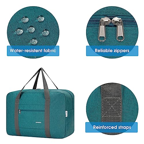 For Spirit Airlines Personal Item Bag Foldable Travel Duffel Bag Tote Carry on Luggage Duffle Overnight for Women and Men - color: 1112-Thick Series Teal