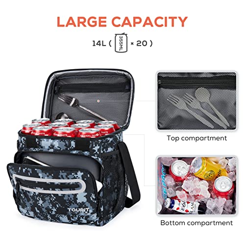 TOURIT Large Lunch Bag 14L Insulated Lunch Box Lunch Cooler for Men Women Work, Black - color: Camo