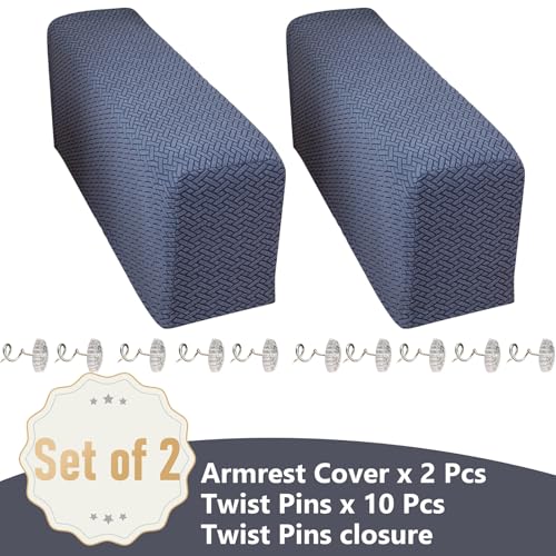 Yoovat Sofa Arm Covers Recliner Couch Armrest Covers Chair Arm Covers Protectors (Texture-Gray Blue,Large (Set of 2)) - color: Texture-gray Blue, size: Large (Set of 2)