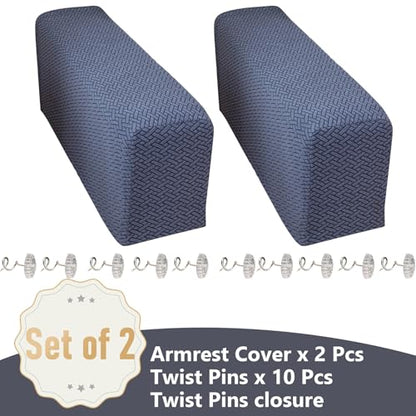 Yoovat Sofa Arm Covers Recliner Couch Armrest Covers Chair Arm Covers Protectors (Texture-Gray Blue,Large (Set of 2)) - color: Texture-gray Blue, size: Large (Set of 2)