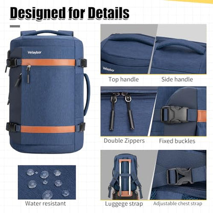 42L Travel Backpack with 4 Packing Cubes, TSA Friendly Flight Approved Carry-On Bag with USB Charging Port, Water-Resistant Weekender Business Backpack for Men Women, Fits 17.3" Laptop(Blue) - color: Blue