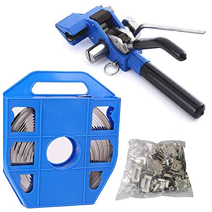 Steel Packaging Strapping Tensioner Banding Tool, 100 Feet 3/4" Width 304 Stainless Steel Band Coil, 100pcs 3/4" Width Ear-Lokt Buckles, Complete Strapping Set - style: Upgraded Style Tensioner Set