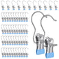 50PCS Space-Saving Clothespin Hat Pants Storage Hanging Travel Hook, Portable 360° Rotating Stainless Steel Hanging Hook Clips Towel Clips,Laundry Hooks Hanging Clips with Clips for Home and Travel - color: Blue