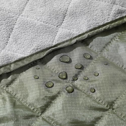 Tranqun 2 Large Outdoor Blanket 78'' x 55'' Quilted Windproof Waterproof Fleece Sandproof Stadium Foldable Warm Blanket for Camping Picnic Sporting Events Cold Weather (Military Green) - color: Military Green
