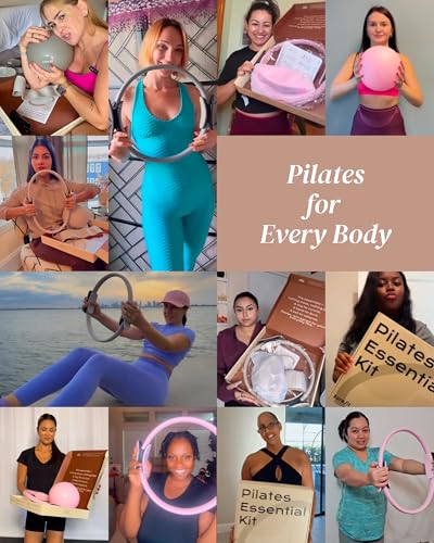 Pilates Kit for Women – Home Pilates Equipment Set with Ring, Ball & Resistance Bands | Pilates Starter Kit with Accessories in Gift Box - color: Beige, style: Studio Kit - 15PC