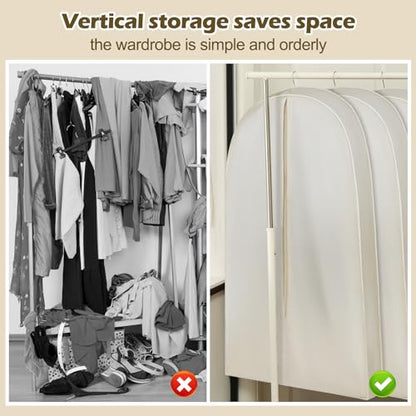 42 Inch Acid Free Cotton Muslin Suit Garment Bag Long Dress Suit Storage Box Closet Organizer for Suits, Coats, Travel Bag - size: 42 Inch