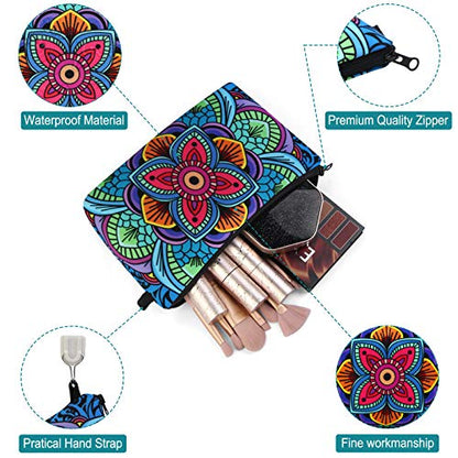 MAGEFY Small Makeup Bag, Portable Travel Cosmetic Bag Zipper Pouch Waterproof Makeup Pouch Multifunctional Small Bag for Women (1 pack, dark blue flower 0179) - color: dark blue flower 0179