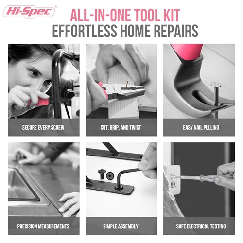 Hi-Spec Mini Tool Kit: Pink Basic Tool Box for College/Dorm, Home & Office DIY. Household Basic Repairs in a Portable Case - color: Pale Pink