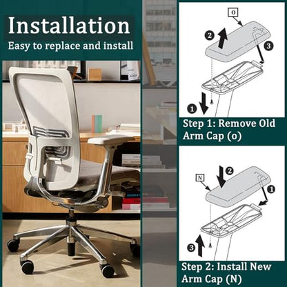 Chair Armrest Replacement, Arm Pad Caps Replacement for Haworth Zody Office Chair 1 Pair (Grey) - color: Grey(1 Pair)