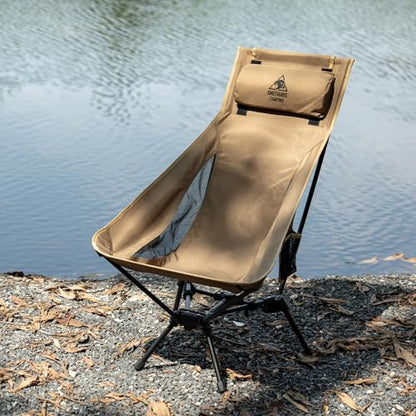 ONETIGRIS Tigerblade High Back Camping Chair with Pillow Design, Comfortable Widened Seat Folding Chair - color: Black