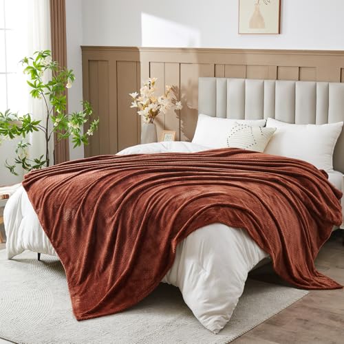 NEWCOSPLAY Super Soft Queen Blanket Coffee Premium Silky Flannel Fleece Leaves Pattern Lightweight Bed Blanket All Season Use (Coffee, Queen(90"x90")) - color: Coffee, size: Queen(90"x90")