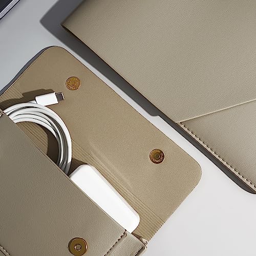 PU Leather Laptop Sleeve Compatible with New 14 inch MacBook Pro A2992 A2918 A2779 A2442,Old MacBook Pro Air 13, Surface Laptop 5th Gen 13.5, Thinkpad X1 Carbon 14 Set of 4PCS Color Khaki - color: Khaki, size: 14Inch Laptop